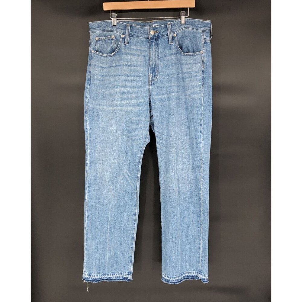 J.Crew Women's Mid-Rise Straight Jean Size 32 Elise Wash No Stretch Rigid Denim